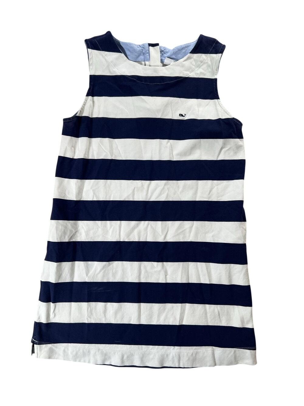 Vineyard Vines Dress Womens L Blue Striped Knee Length Shift Round Neck